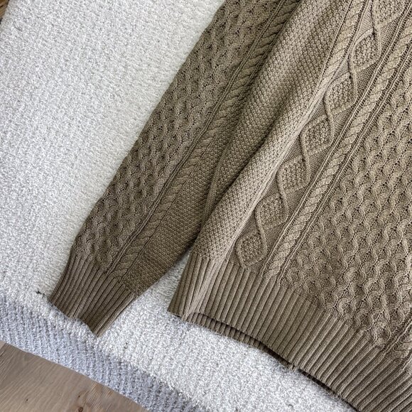 Buffalo David Bitton Sweater Mens L Brown / Beige 3D cable Knit Pullover Cozy - Picture 3 of 12